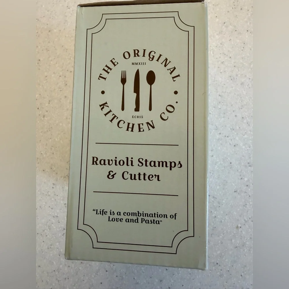 NEW The Original Kitchen Co. Ravioli Stamps & Cutter Set w. Wooden Handles.